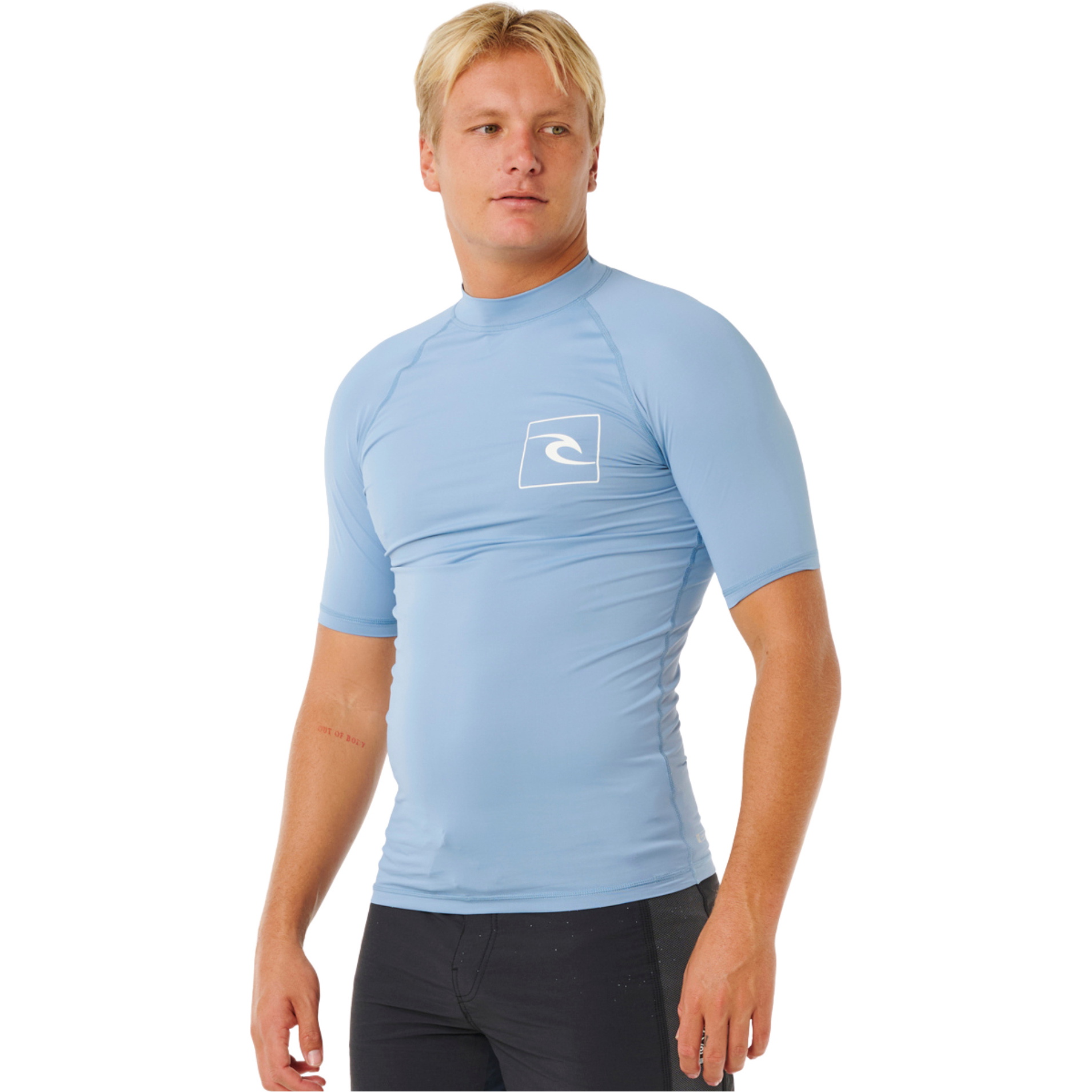 2026 Rip Curl Colete Masculino Streamline UPF De Manga Curta Em Lycra 172MRV - Faded Denim